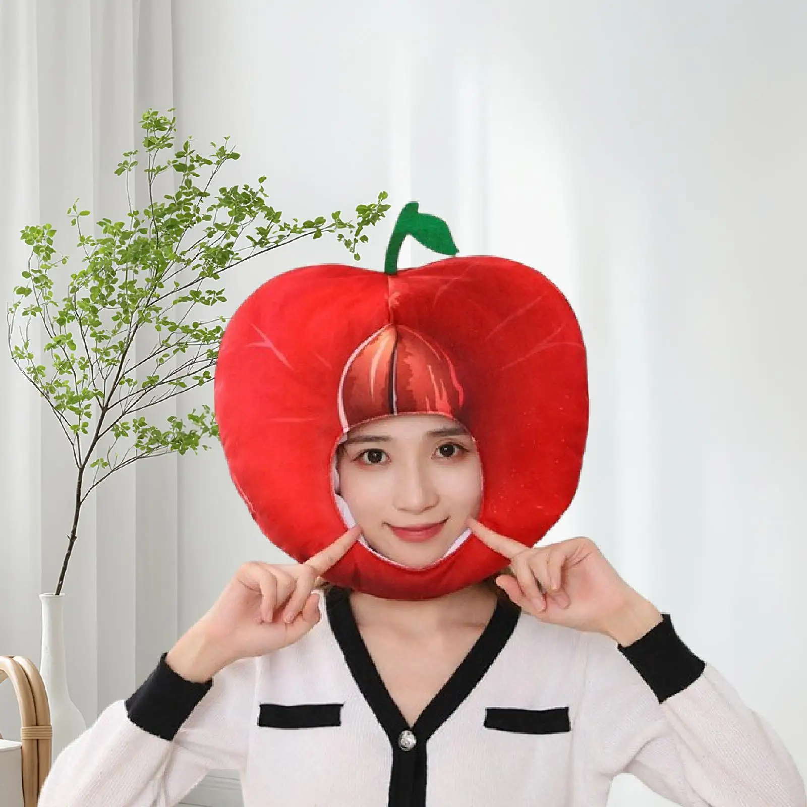 Plush Fruit Headgear for Adults Toy Photo Prop Cartoon Stuffed Cap for Carnival Halloween Birthday Stage Performance Festival