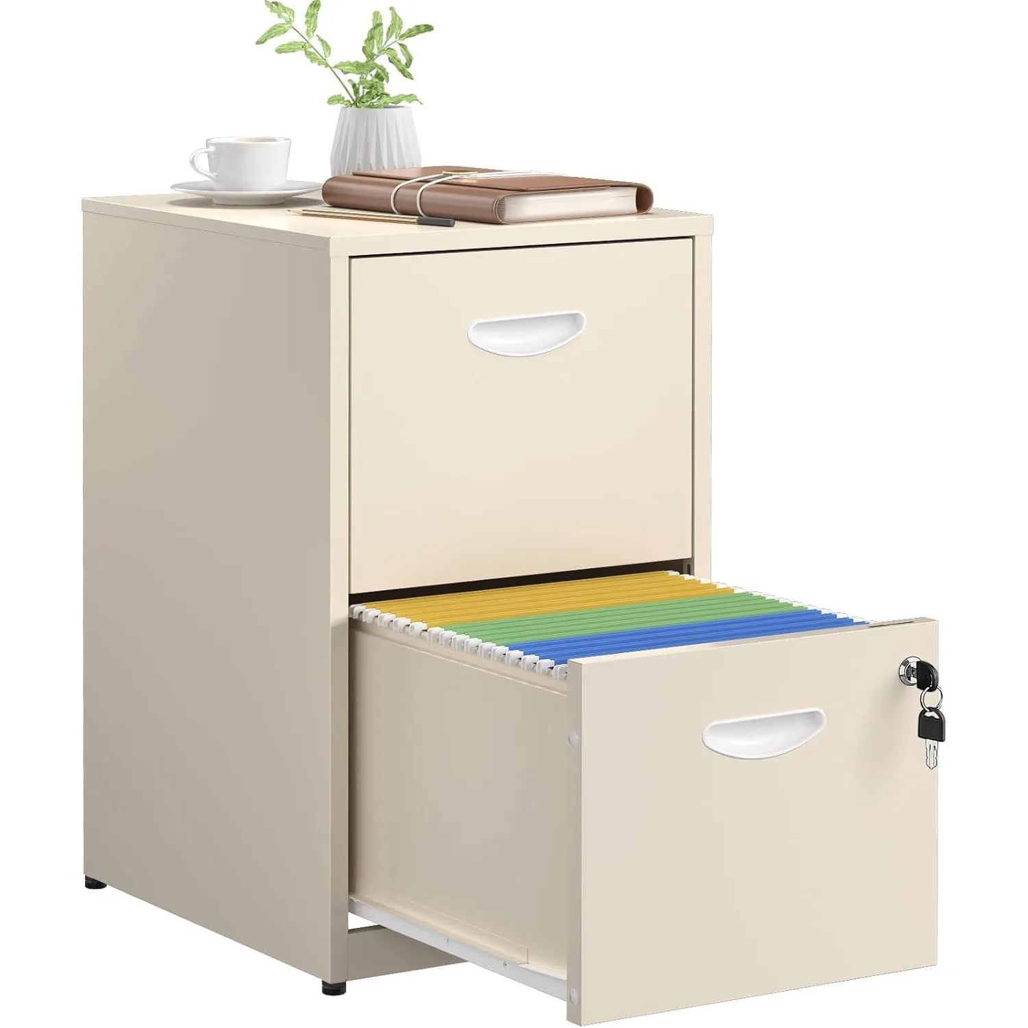 

2 Drawer File Cabinet with Lock,Metal File Cabinets for Home Office,Two Drawers Cream Filing Cabinets for Home Office, Office