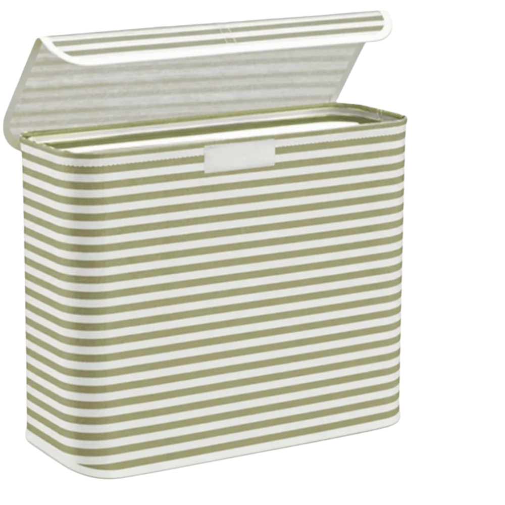 Container Foldable Toilet Paper Holder Stripe Printed Space-Saving Storage Basket With Lid Laundry Basket Office