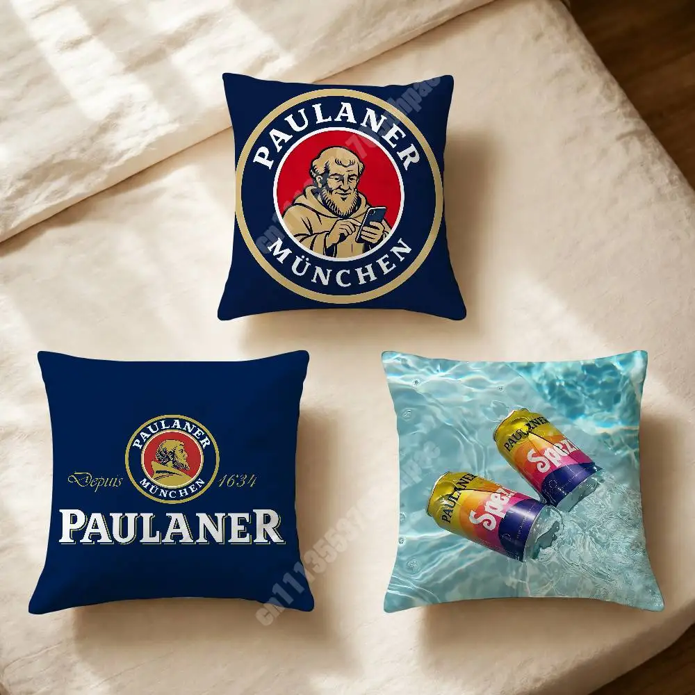 P-Paulaner Beer B-Brewery Munich Spezi Printed Pillow Cover Sofa Couch Cozy Holiday Party Furnishing Household Gift