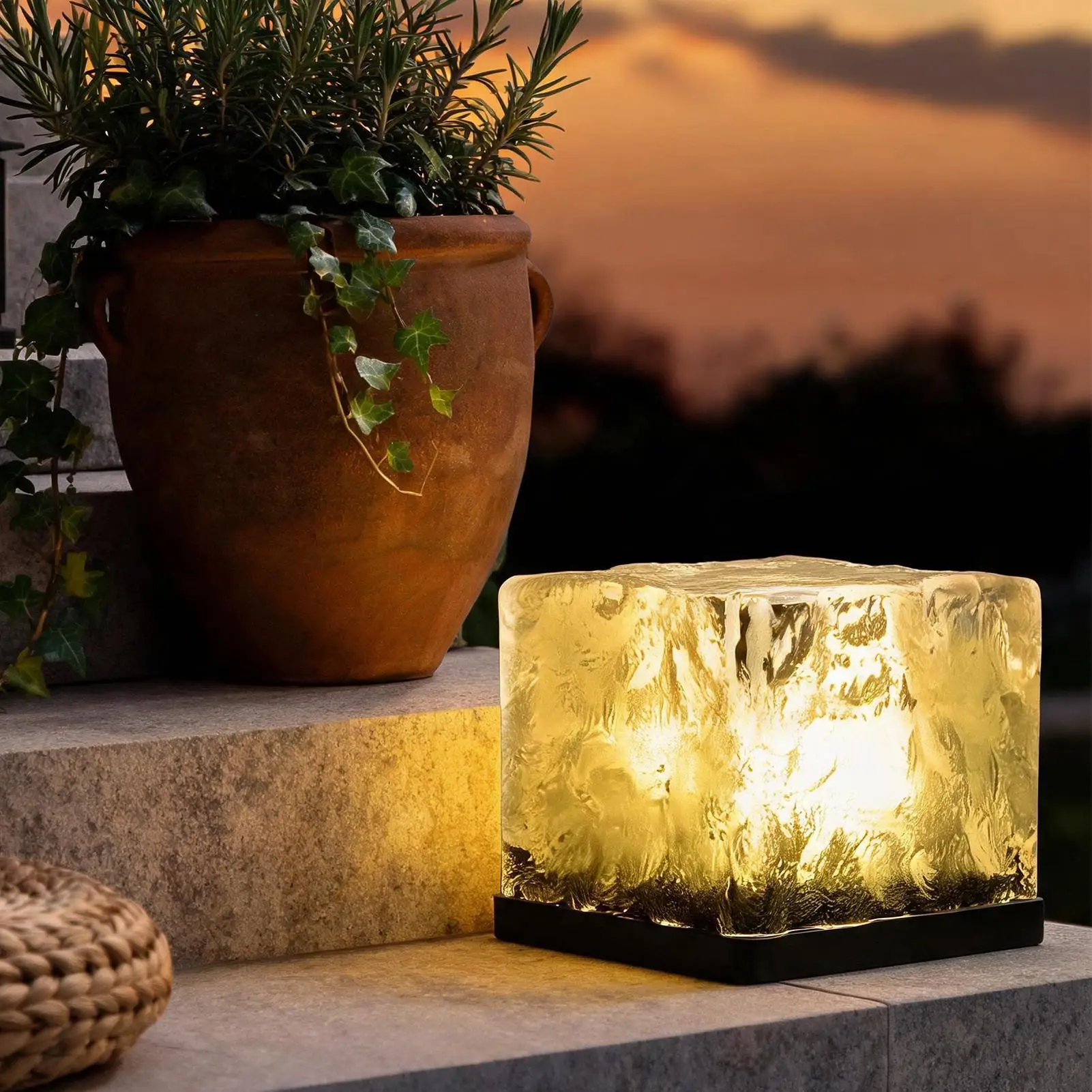 Paver Lights Outdoor Waterproof Ice Brick Shape LED Garden Patio Decor Solar Lights Outdoor For Yard Lawn Patio Porch Walkway
