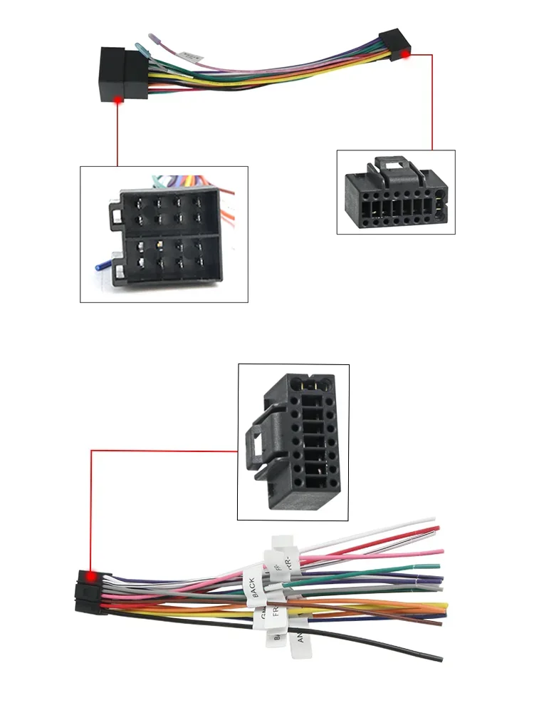 Universal 16 Pin auf ISO Stromkabel Adapter Kabelbaum Kits Zubehörkabel für 2 Din Radio Auto Android Head Unit