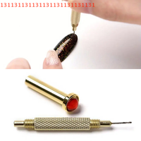 Gold Stainless Steel Nail Rivet Piercing Pen Punk Style Hand Dangle Drill Hole Maker for Nail Art Perforation with Charms