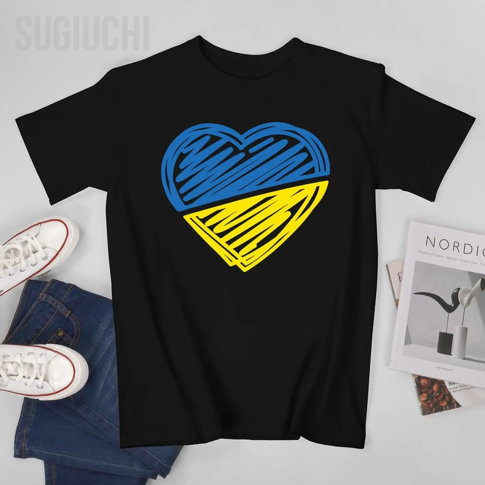 Unisex Men Vintage Love UKRAINE Flag Tshirt Tees T Shirts Women Boys 100% Cotton T-Shirt