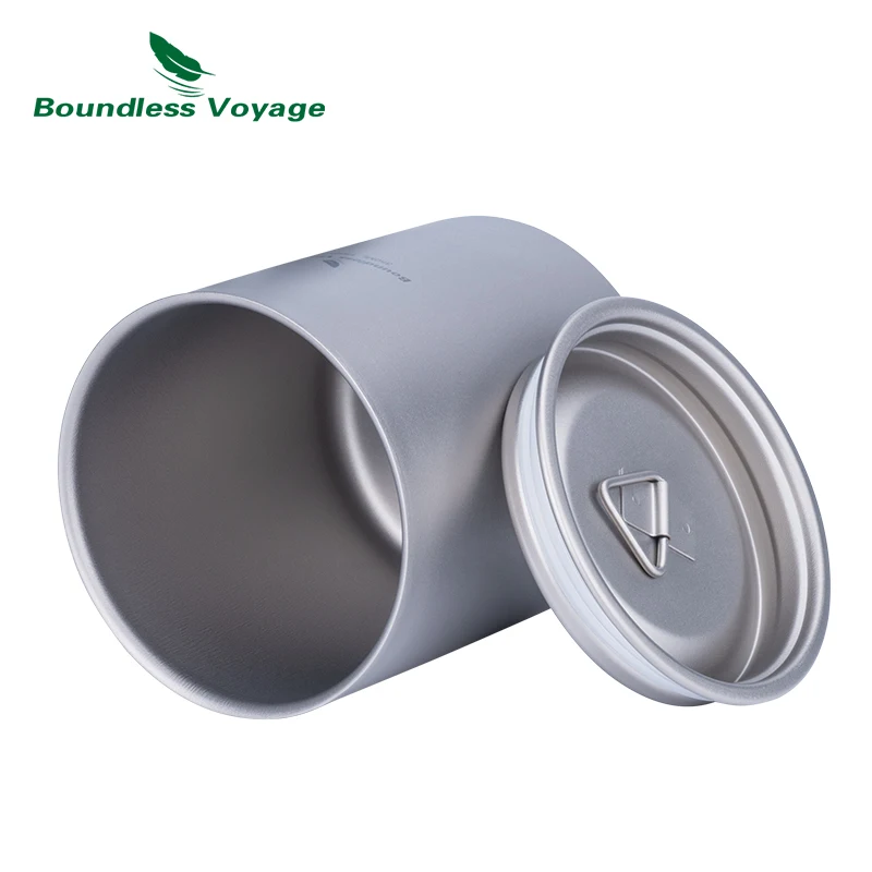 Boundless Voyage Titanium Cup with Lid 350ml Ultralight Camping Double Wall Mug for Tea Coffee for Travel Outdoor Office Daily