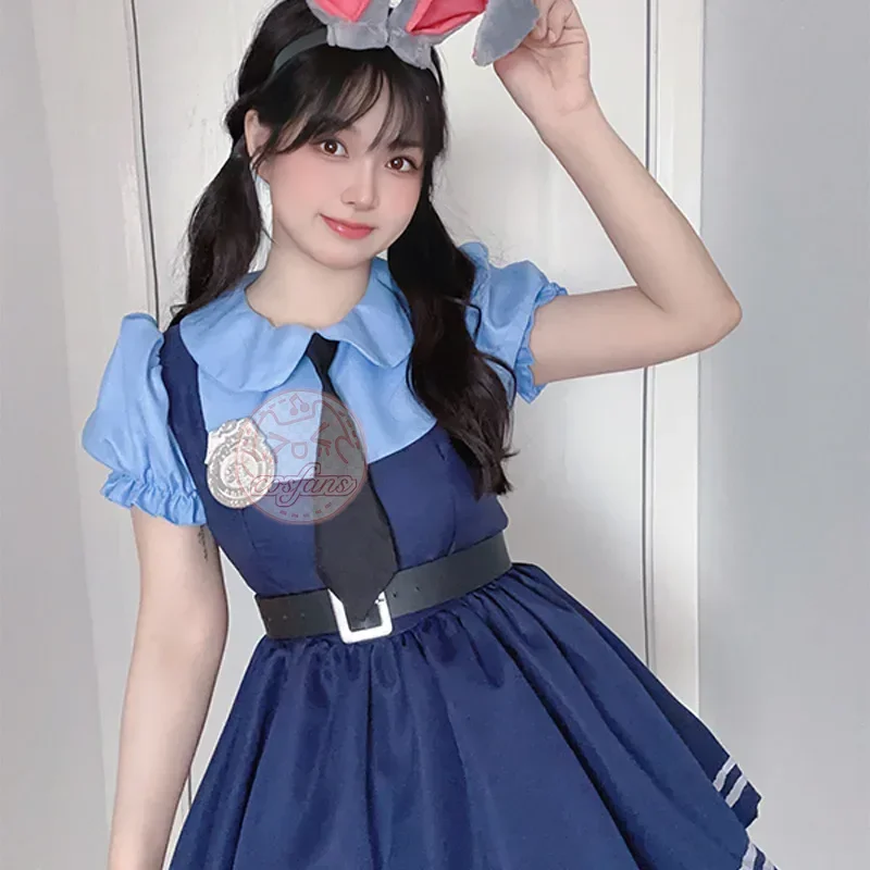 

Платье для косплея Zootopia Judy для женщин, аниме, платье Judy Hopps, платье в мультяшном совместном стиле, ткань для косплея горничной с кроликом