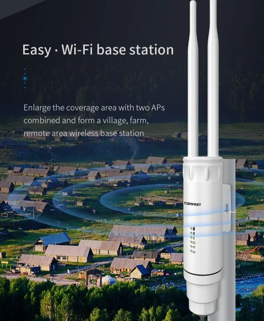 High Power Outdoor Wireless Wifi Repeater AP 1200Mbps Wi-fi Router Amplifier Wide Coverage 2.4/5.8Ghz POE Long Range Extender