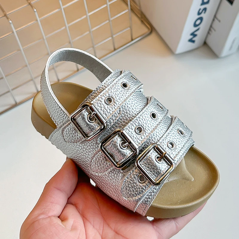 

Punk Outdoor Summer Children's Platform Sandals Trendy Rivets Buckle Beach Shoes Boy Non-Slip Girls Casual Wading Sandals