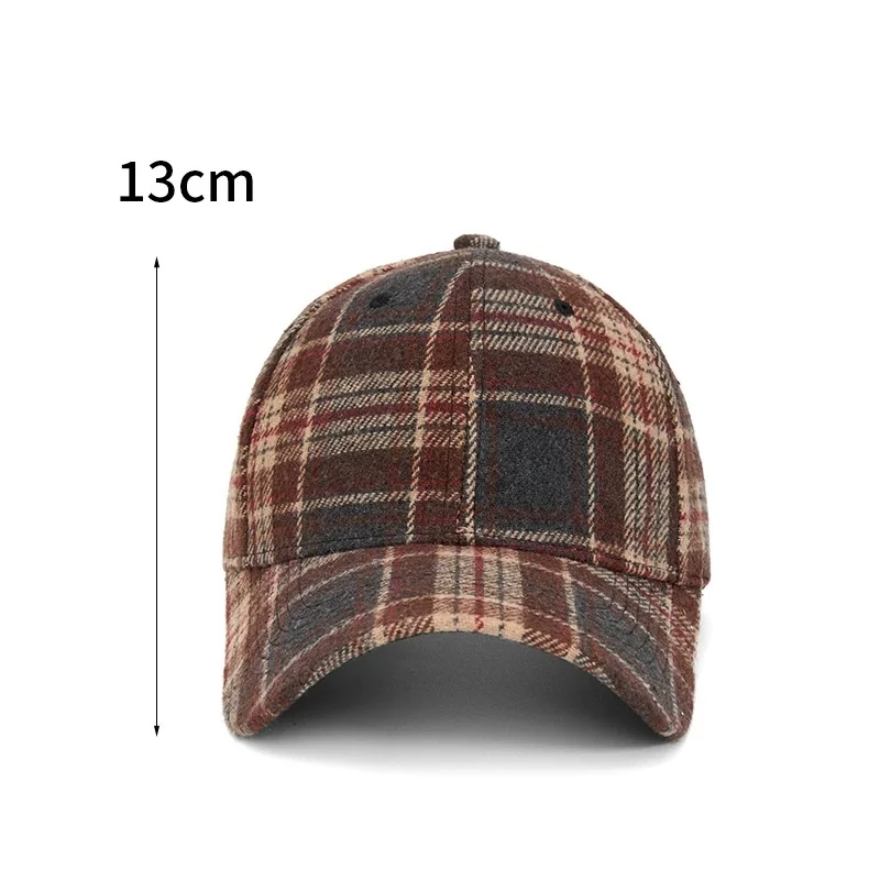 Hüte für Männer und Frauen, neue klassische karierte Baseballkappe für Herbst und Winter, hartkrempige, gesichtsschlankmachende Entenschnabelkappe, Sonnenhut – Detail 3
