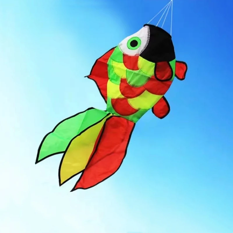 Frete grátis grande peixe windsock kite brinquedos divertidos ao ar livre voando náilon arco-íris pipas para adultos koi peixe pipa praia vento papagaio