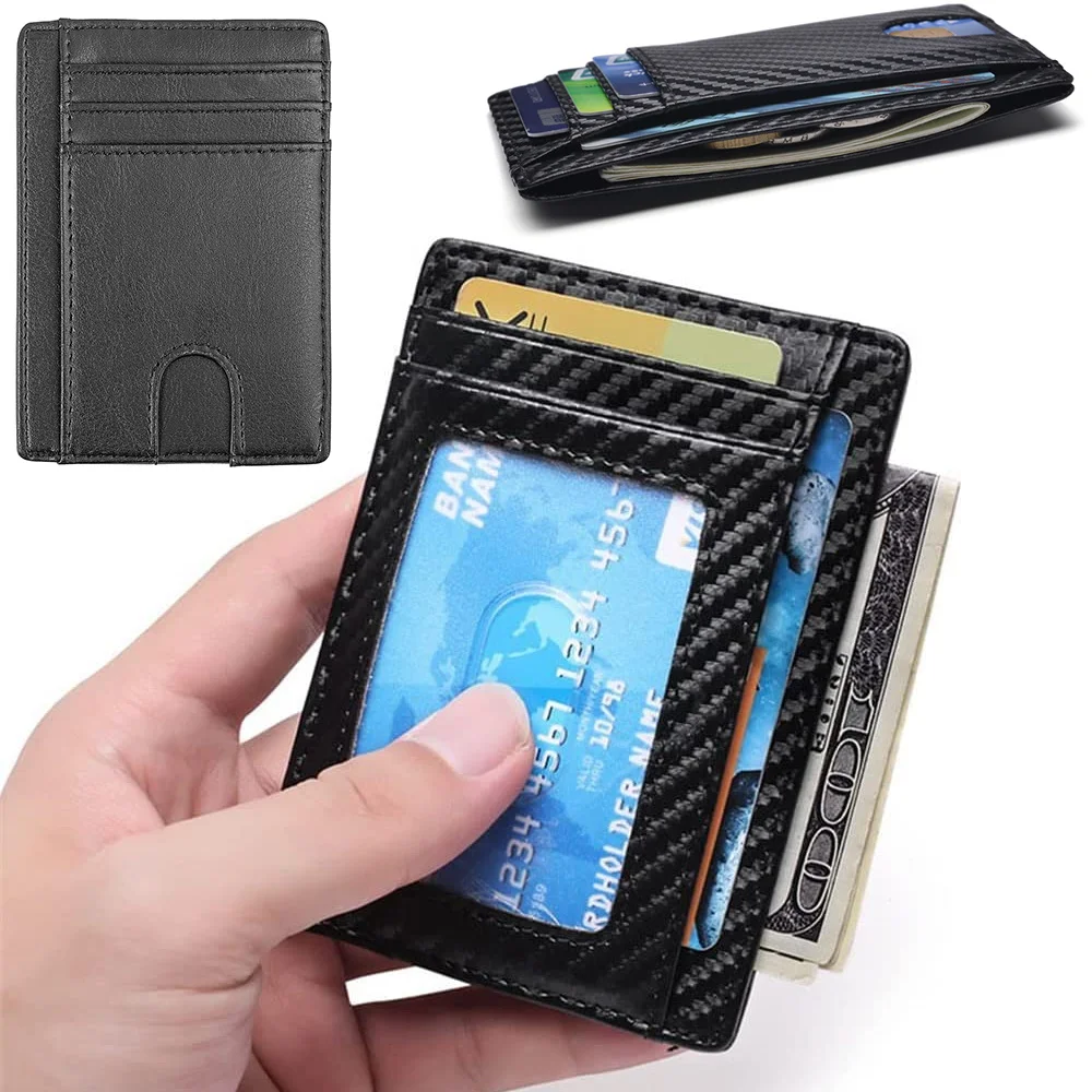 Credit Card Holder Business RFID Wallet for Women Bank ID Card Holder Slim Money Case Men PU Leather Protects Case Coin Purse