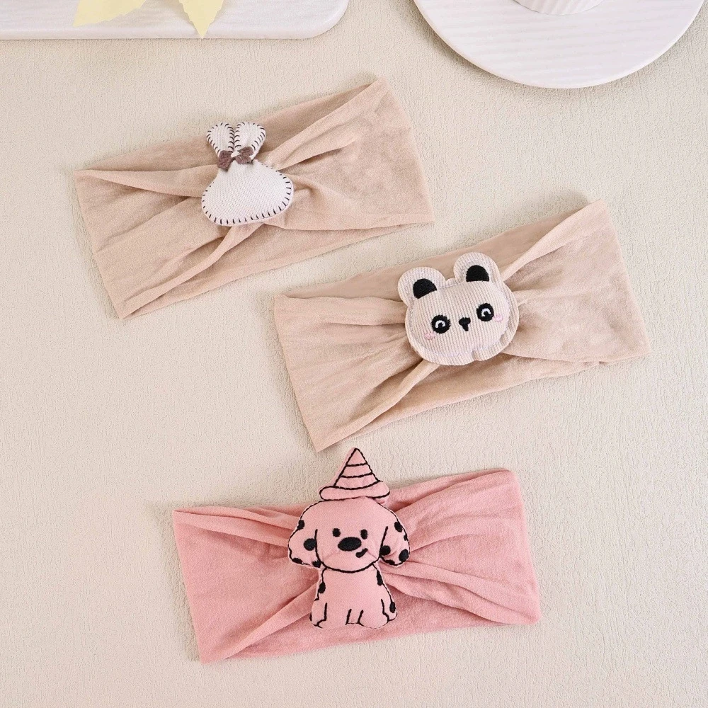 

5 шт./компл., милая мультяшная кукла для маленьких девочек, нейлоновые широкие повязки на голову, новый цвет, милый бант, мягкие повязки на голову, панда, кролик, медведь, тюрбан для новорожденных