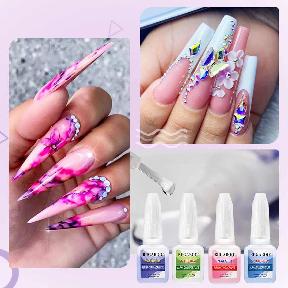 10g Nail Glue for Acrylic Fast Drying Nail Tip Glue Professional False Nails Tips Glue for Strong Nail Rhinestone Adhesive Glue&