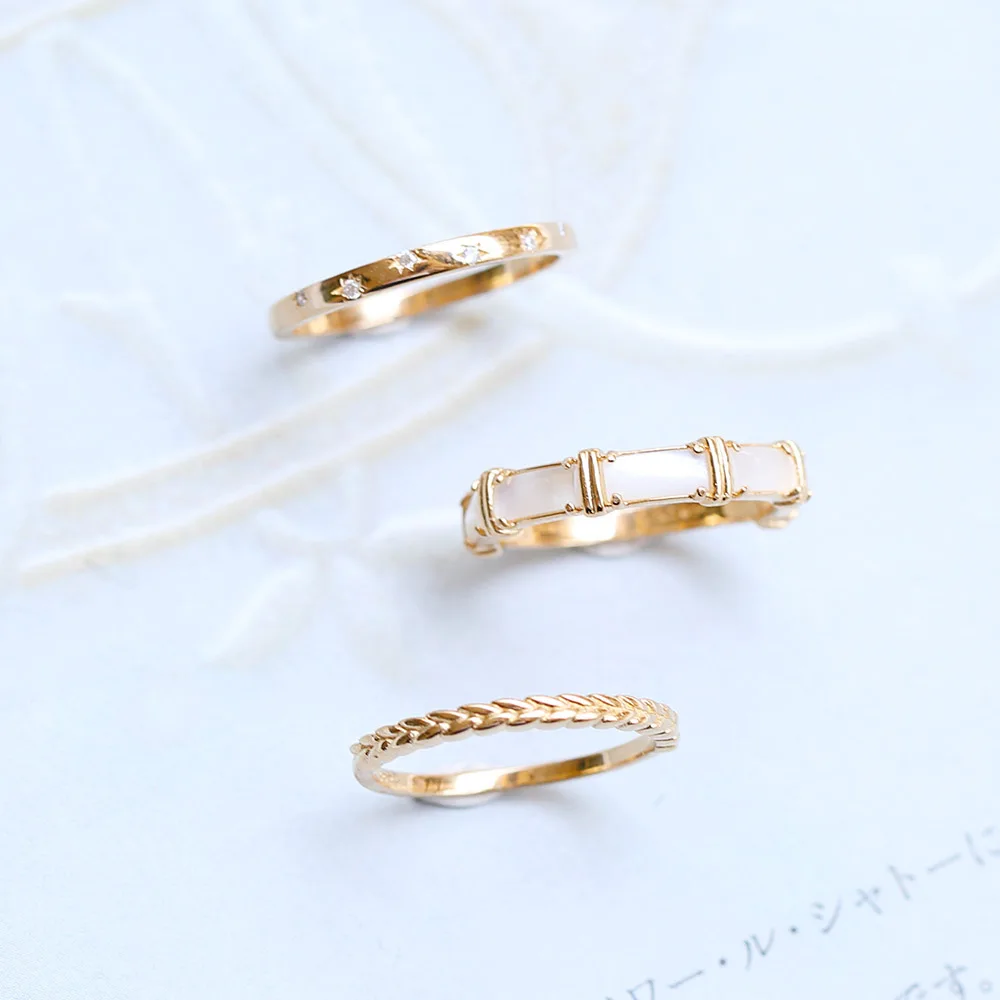 

LAMOON 925 Sterling Silver Ring Set Shell Yellow Quartz Star 3pcs Ring 14K Gold Plated Fine Jewelry For Women LMRI090