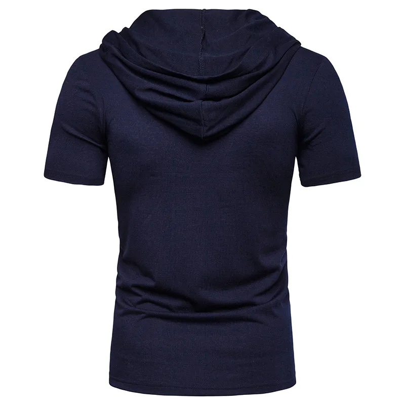 MRMT 2024 Brand New Men\'s Hooded T shirts Short Sleeve Sweater For Male Cotton Solid Color Men T-Shirt Loose Casual Tops Tees