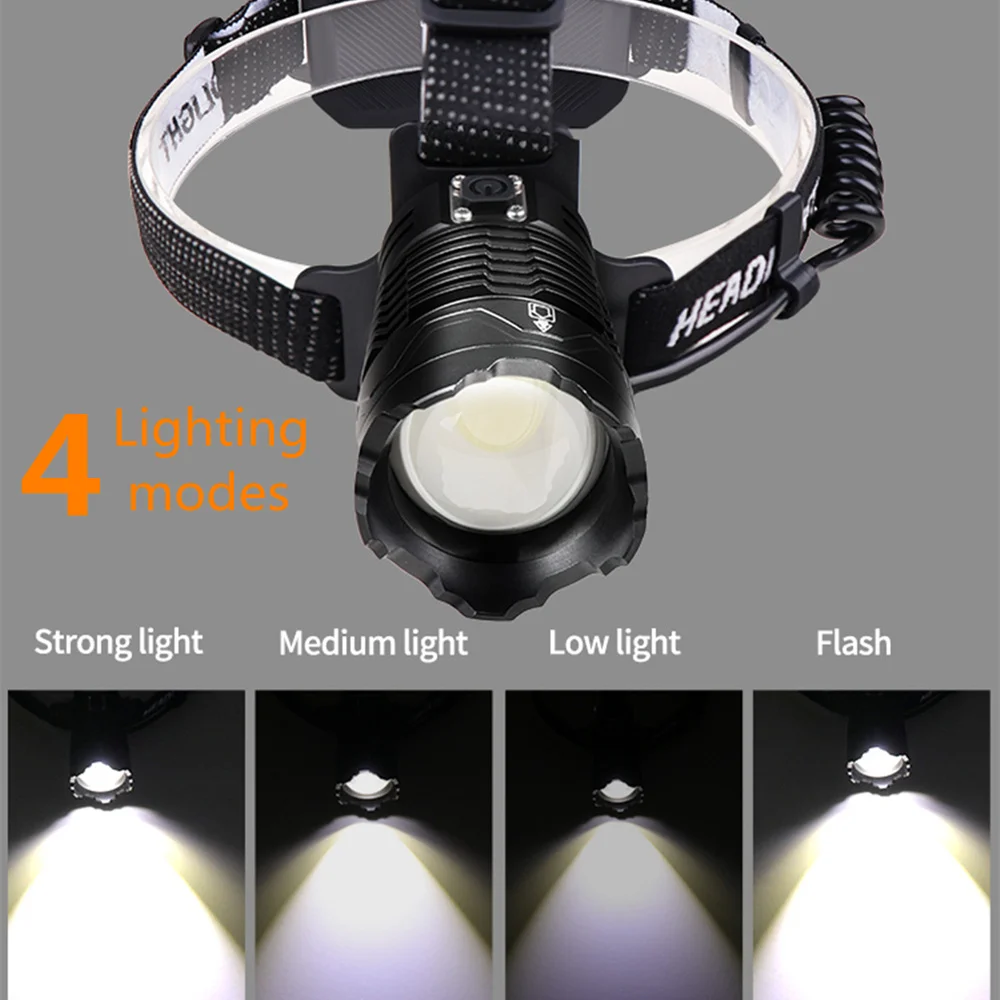 High Lumens XHP360 LED Rechargeable Headlamp Super Bright Zoomable HeadLamps Waterproof Head Light For Camping Hiking Hunting