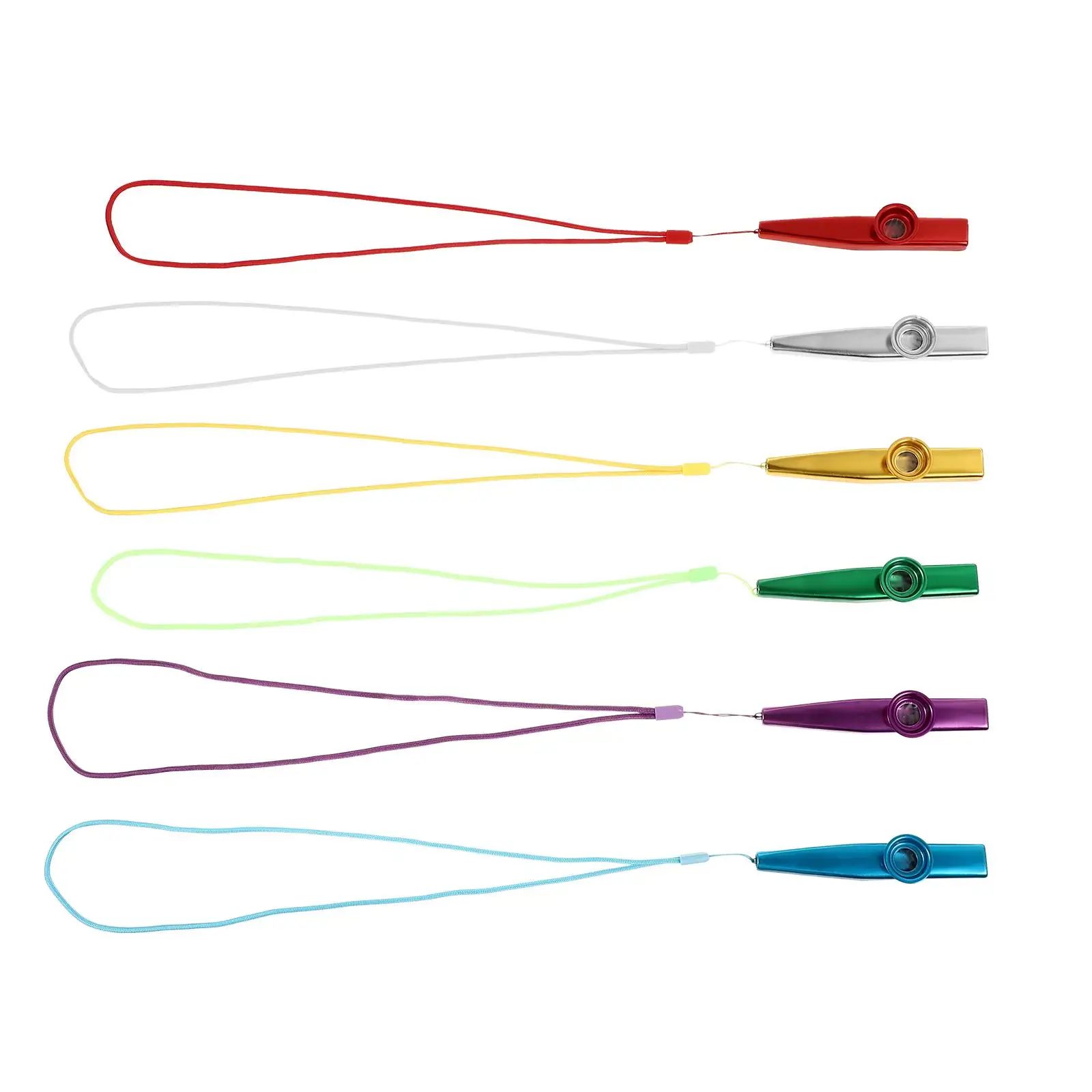 

6 pcs Kazoo Kids Musical With Hanging Rope Instrument Kids Flute Metal Flute Hanging Rope Musical Instrument Bright Colors