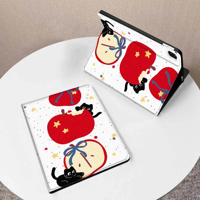 

Apple Cat Illustration Pattern Case For Huawei MediaPad MatePad M5 M6 11 12 X SE T10 T10s 2 C5e T5 Pro Lite Air 11.5 Inch Tablet
