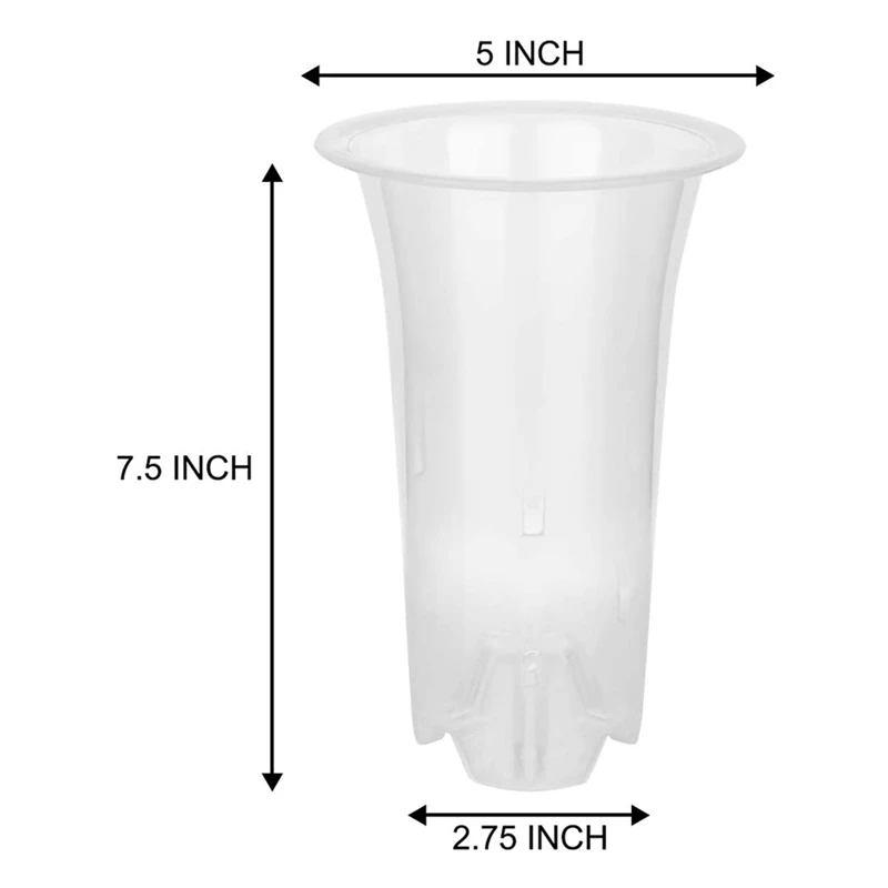 Pot bunga bening 5 inci 24 buah, Pot anggrek plastik dengan lubang Pot tanaman tinggi untuk dekorasi rumah, toko bunga