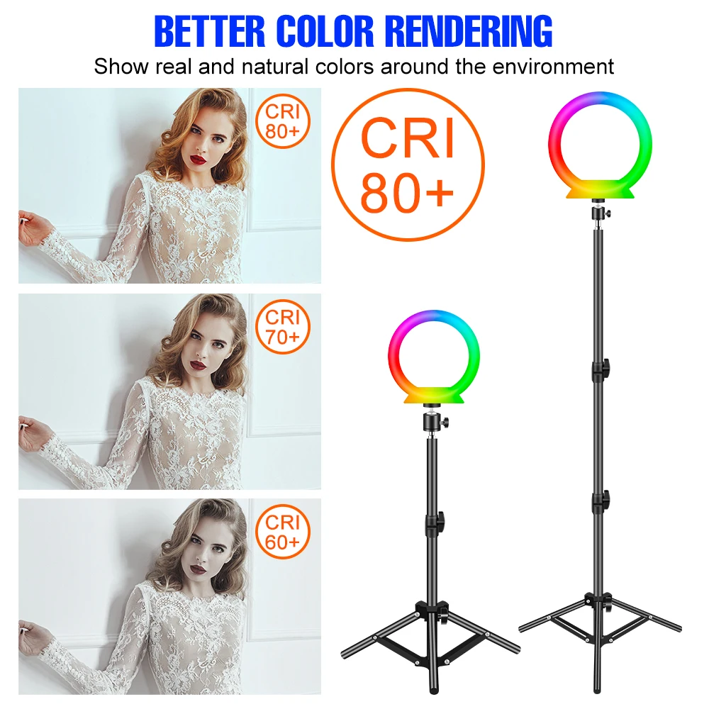 RGB 5V Selfie Lamp LED Ring Light Dimmable Lamp LED Ringlight With Tripod Round Fill Lamp For Studio Makeup Video Live Streaming