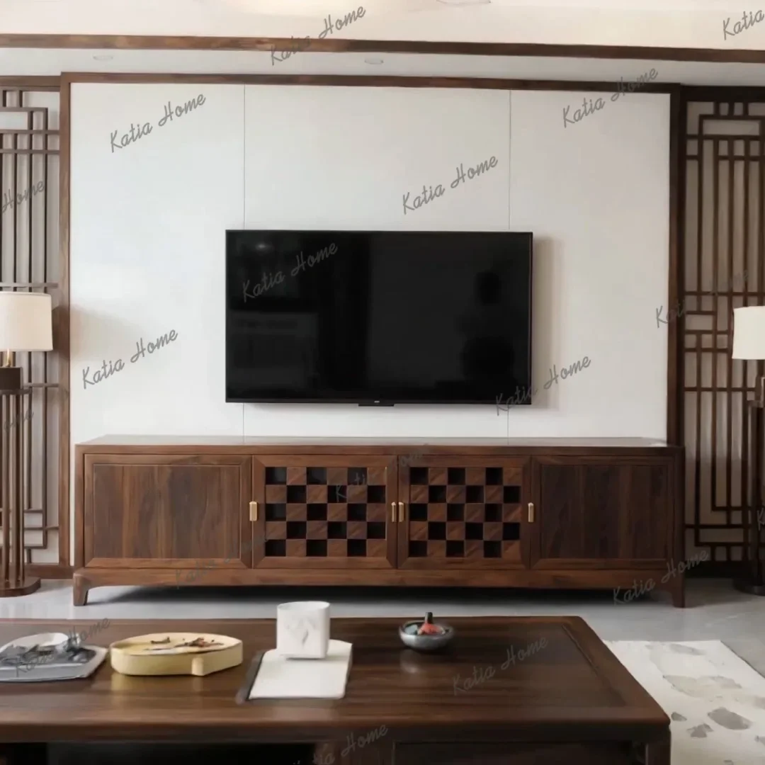 PG North American black walnut TV cabinet modern simple floor storage