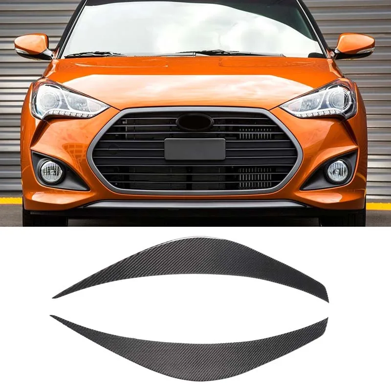 

For Hyundai Veloster 11-17 Soft Carbon Fiber Car Front Headlight Eyebrows Trim Sticker Car Accessories