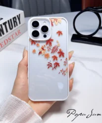 Transparent Fallen Leaves Flower Phone Case For iPhone 16 15 13 14 12 11 Pro Max 15 14 16 Plus Maple Leaf Clear Funda Back Cover