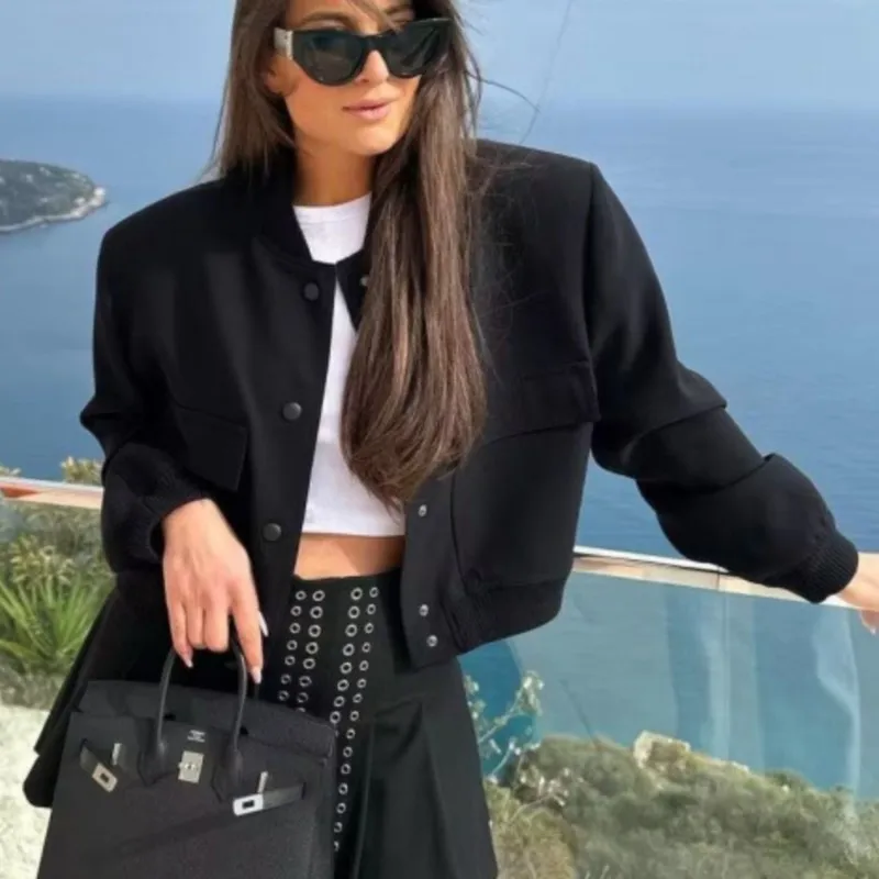 Women's Fashion With Pockets Jacket Coats Vintage Long Sleeve Front Button Casual Female Solid Color Outerwear Chic Tops