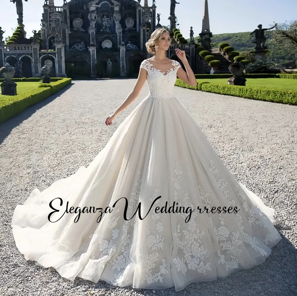 Aangepaste vintage trouwjurken mode scoop korte paleis droom kant prinses bruid jurk bruidsjurken vestidos de novia