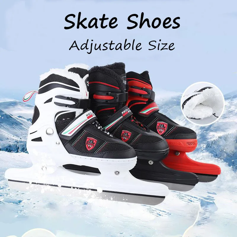 Ice Skate Shoes Thickened Thermal Speed Sliding Skating Blade Ice Hockey Footwear Beginner Adult Teenagers Kids Roller Skate