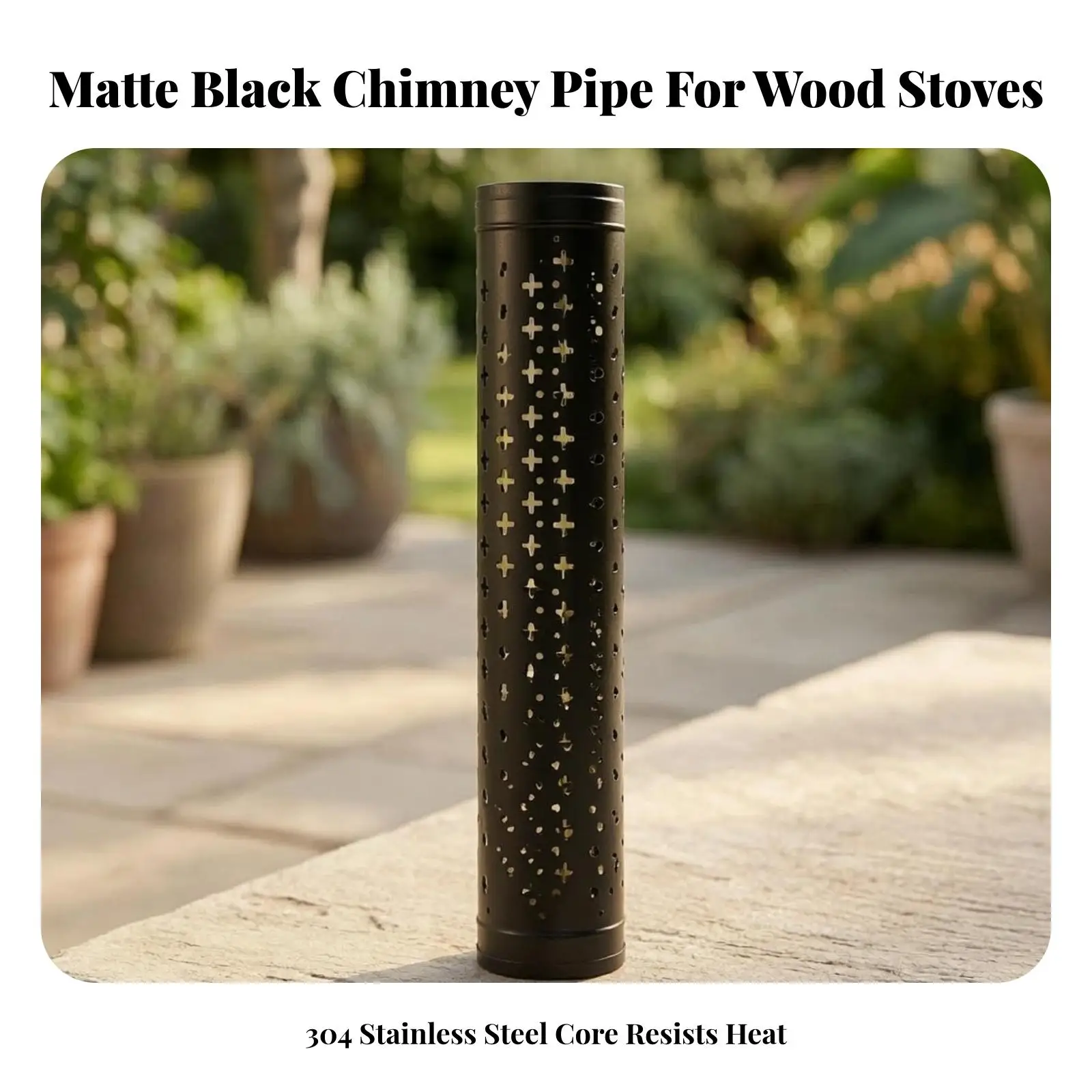 Fireplace Vent Component Wood-Combusting Heater Pipe with Elbow Flue Pipe with Rain Cap Wall-Mounted for Homeowners