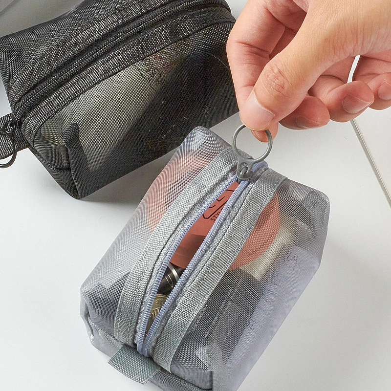 

Large Capacity Key Bags Transparent Cosmetic Bag Square Mesh Storage Pouch Mini Zipper Coin Purse Small Wash Bag Stationery Case