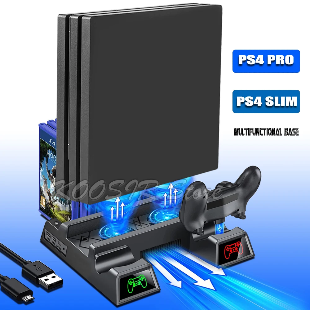 

PS4 Slim PRO Gaming Accessories Cooling Stand Console Support Disc Holder Controller Charging Docking For PlayStation 4 Slim Pro