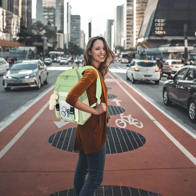 حقيبة مدرسية يابانية ذات سعة كبيرة ، حقائب ظهر لطيفة للفتيات في سن المراهقة ، حقيبة ظهر Kawaii للمدرسة ، 4 قطعة