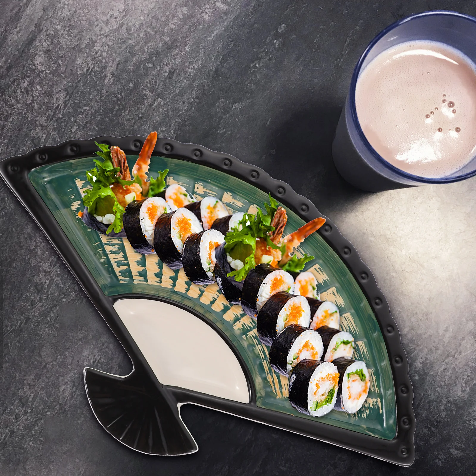 

Sector Sushi Plate Ceramic Dumpling Dish Snack Tray Multifunction Tableware Safe Food Grade Material High Temp Firing