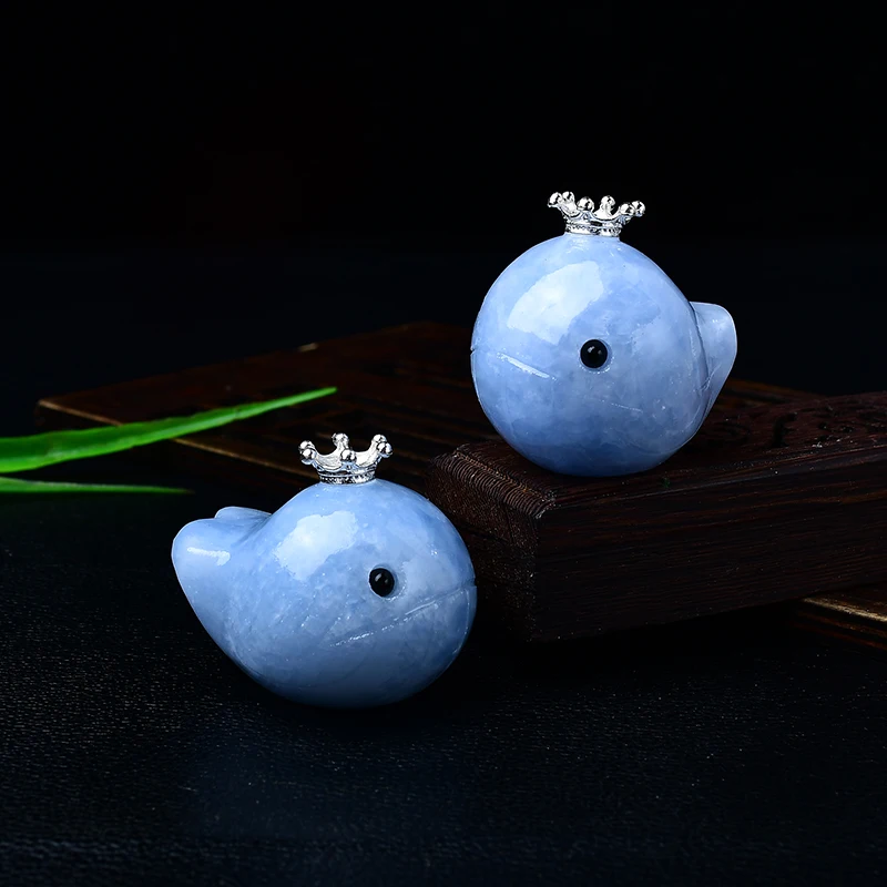 

Фигурка синего кита натурального сырого кита кита 45x37x4 мм | Резное хрустальное украшение для офисной настольной игрушки