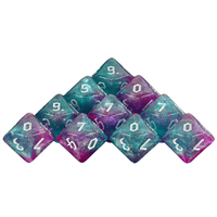 10pcs Polyhedral Dice 10-Sided Digital D10(0-9) Double Color with Glitter for DND RPG and Other Board Games