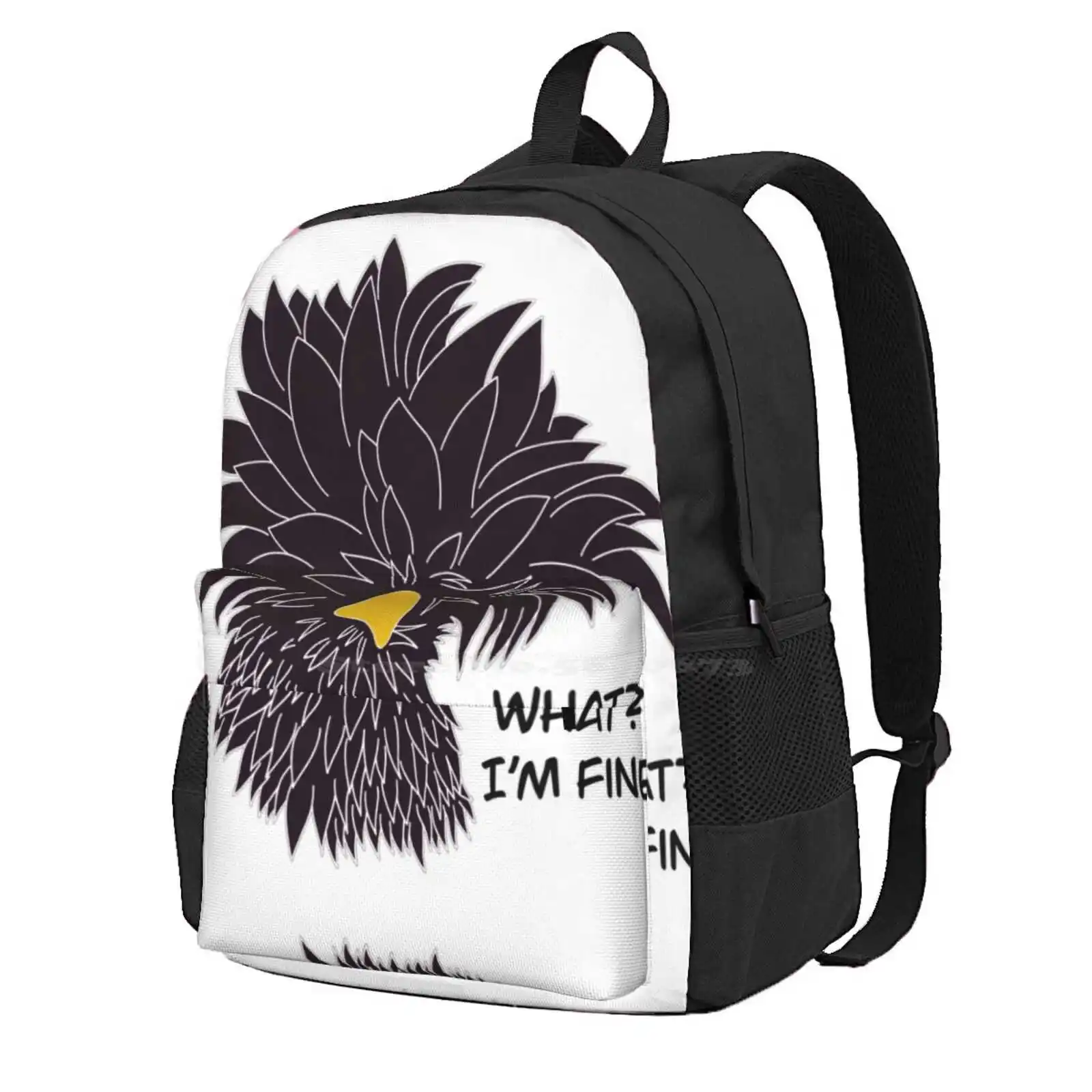 

What I’M Fine. Polish Hen Chicken Hot Sale Schoolbag Backpack Fashion Bags I M Fine Funny Quirky Chicken Polish Hen Black