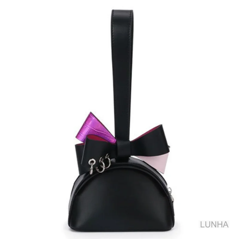 Women's Three-dimensional Bow PU Leather Hand Bags Mini Wrist Bag Dumpling Bag Dinner Party Pack for Wedding Cocktail Dates