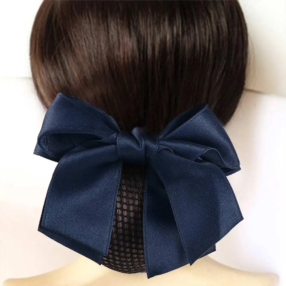 Elegant Headwear Female Hotel Bowknot Nurse Hairgrips Cover Net Korean Bun Snood Ponytail Clip Women Spring Clip