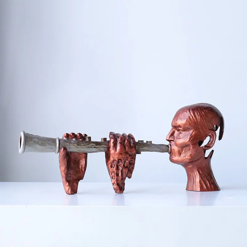 Hotel Decoration Abstract Character Statues Playing Flutes and Playing Music Character Sculptures Metal Ornaments Entrances Home
