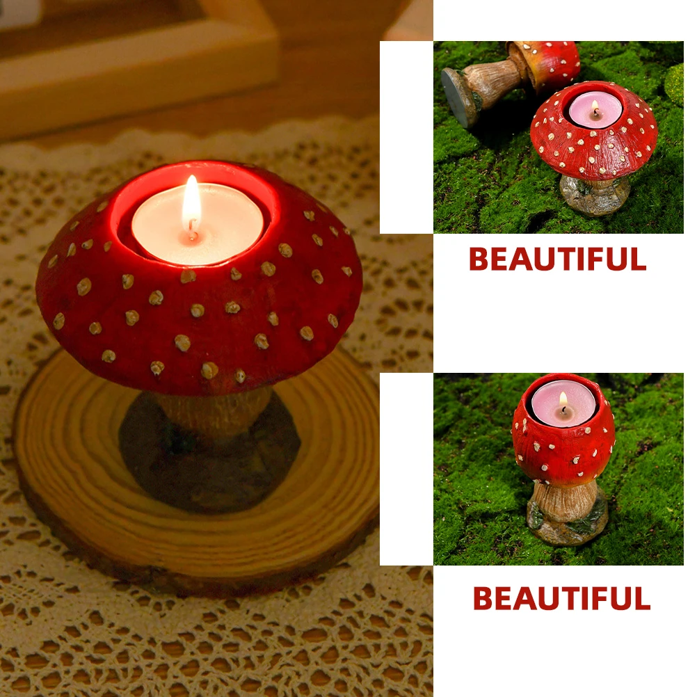 

2Pcs Mushroom Tealight Holders Resin Decorative Candlestick for Tabletop Home Romantic Banquet Decor Candlestick