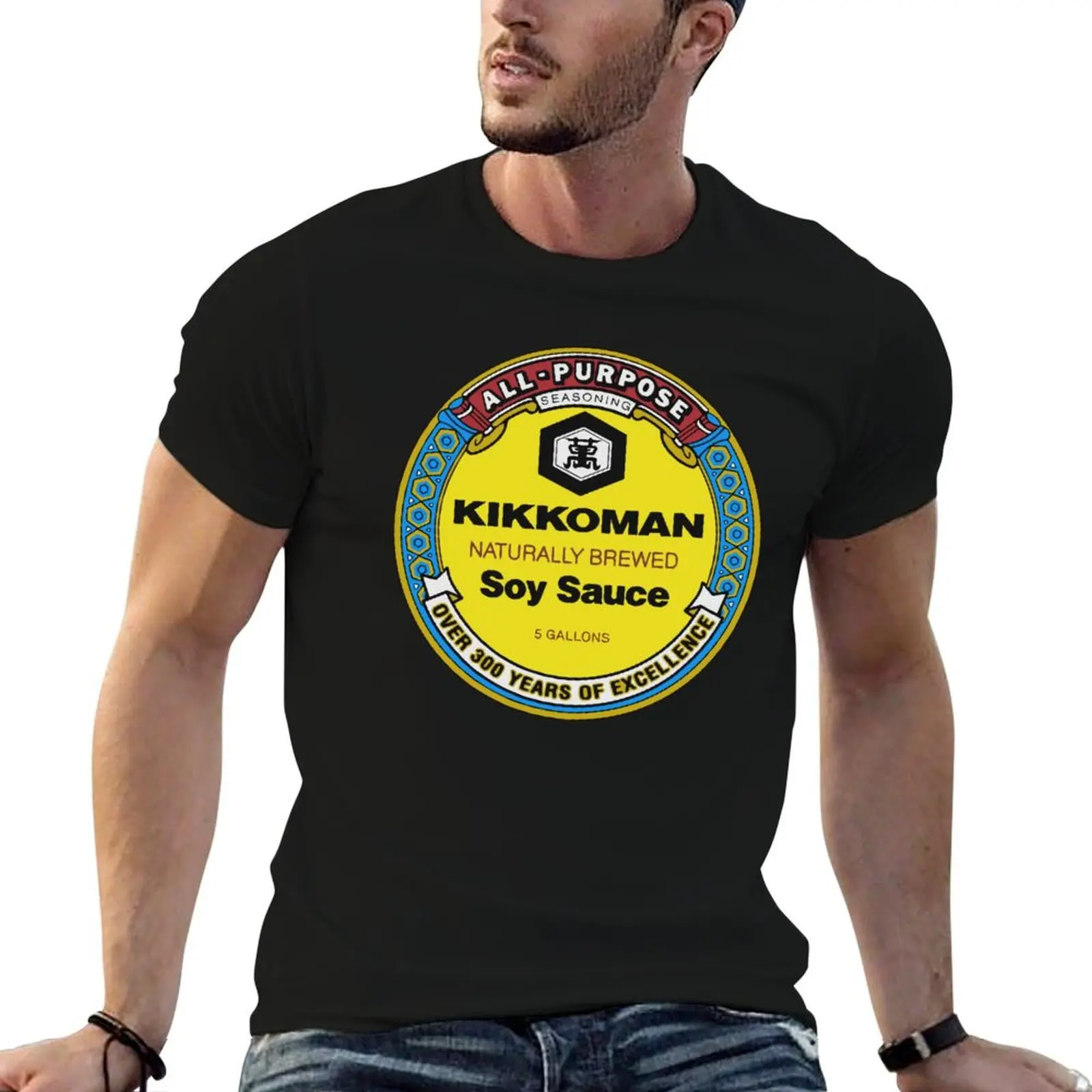 Camiseta con diseño estampado de salsa de soja Kikkoman para todo uso, camisetas divertidas personalizadas, camiseta de algodón para hombre, camiseta para hombre
