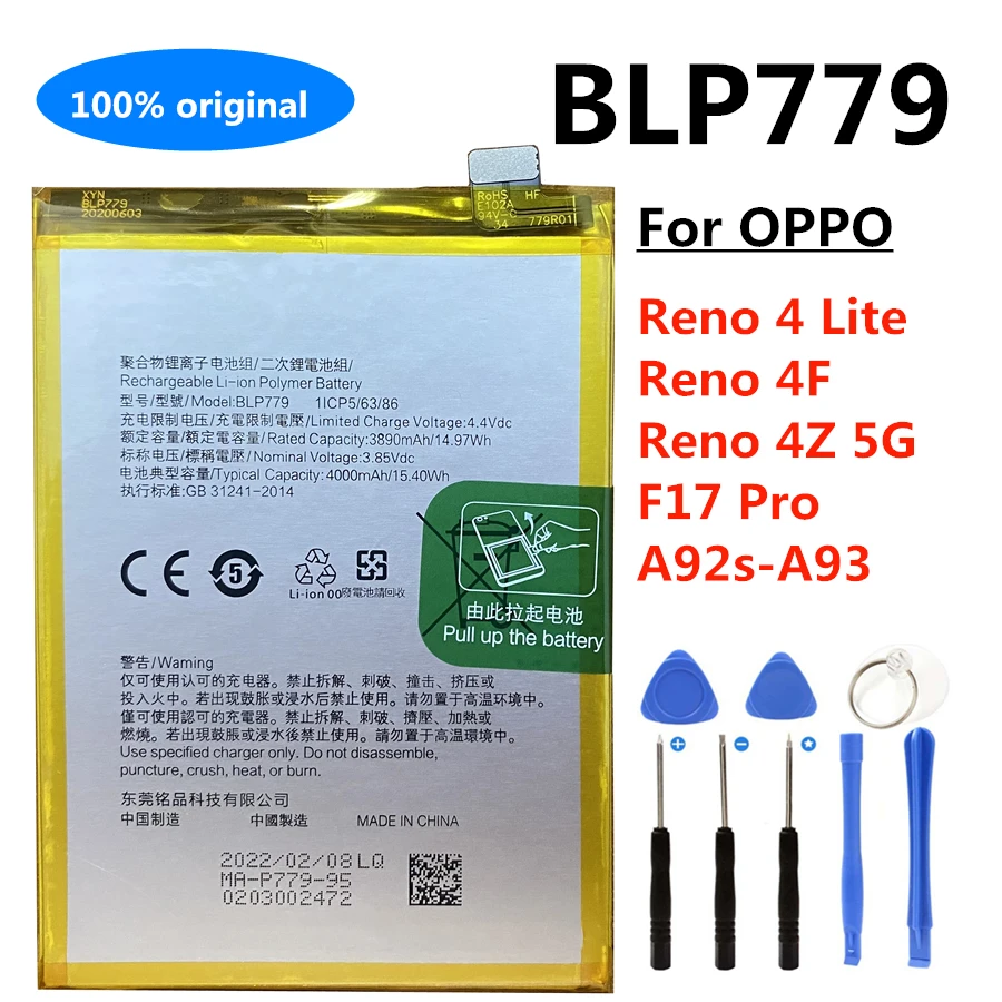 New Original BLP779 Battery for OPPO Reno 4 Lite F Z F17 Pro A92s A93 RENO 4F 4Z 5G Replacement Phone Batteries