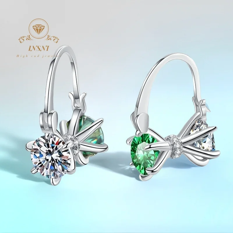

2 Ct S925 Silver Colorful Moissanite Hoop Earrings Certified Free GIFT Unique Boho Design Trendy Fashion Jewelry Non-allergic