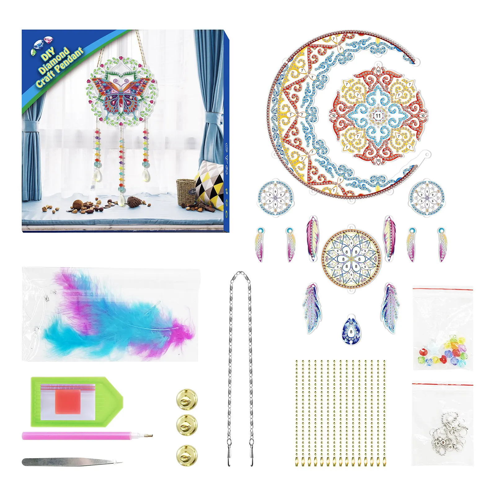 Beginner embroidery diy handmade self-embroidered material package dream catcher making ribbon embroidery car pendant decoration