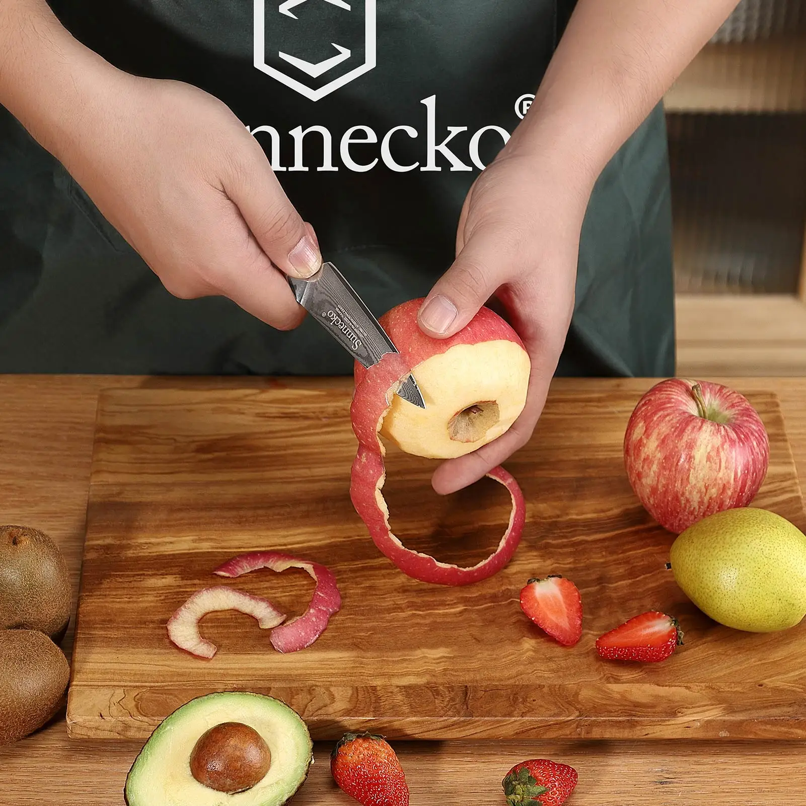 Imagem -02 - Sunnecko-damasco Aço Paring Peeling Knife Frutas Carne Peixe Vegetal Cozinhar Cortando Splitting Tool Caixa de Presente 3.5