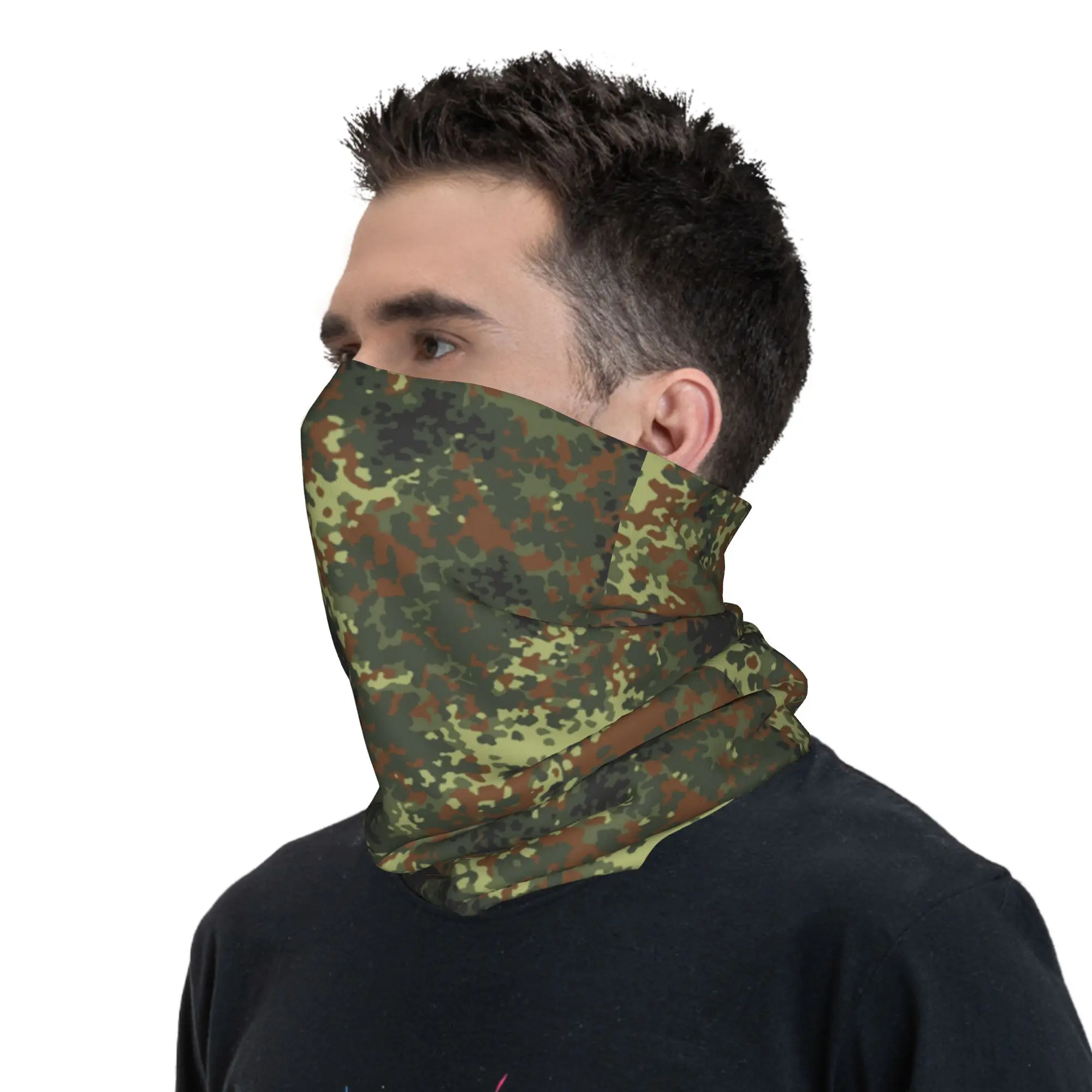 مخصص Flecktarn كامو باندانا الرقبة أدفأ النساء الرجال الشتاء التزلج التنزه وشاح الجراب الجيش العسكري التمويه واقي الوجه
