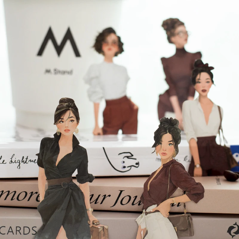 30pcs Fall Into Summer Series Summer Character Theme Stickers Handbook Collage DIY Photo Frame Scrapbook Coffee Cup Envelope