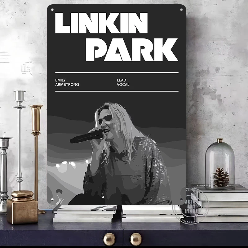 Linkin-Park Band Posters 3D Textured Vintage Metal Tin Sign Personalized Retro Wall Art for Man Cave Room Modern Home Decoration
